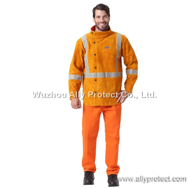 AP-2160 Golden Leather W/HI-VIS Reflective Tape Jacket